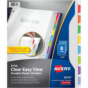 8 x Divider(s) - 8 - 8 Tab(s)/Set - 8.5" Divider Width x 11" Divider Length - 3 Hole Punched - Clear Plastic Divider - Multicolor Plastic Tab(s) - 8 / Set