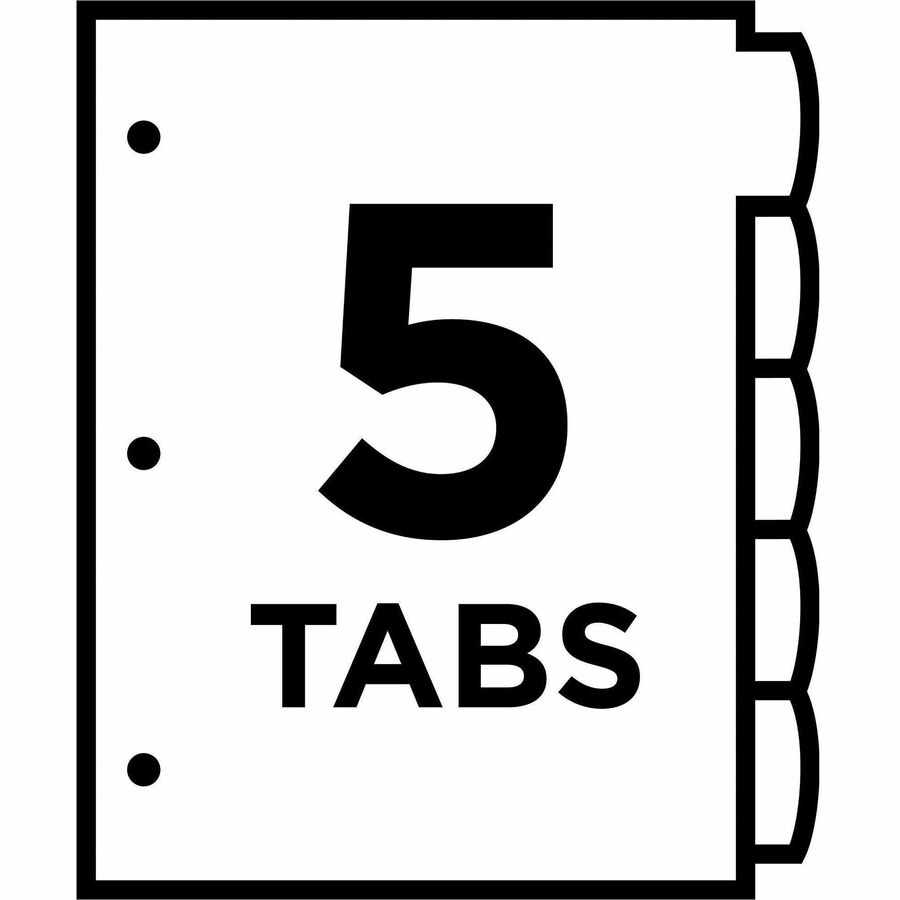 5 x Divider(s) - 5 Write-on Tab(s) - 5 - 5 Tab(s)/Set - 8.5" Divider Width x 11" Divider Length - 3 Hole Punched - Multicolor Plastic Divider - Multicolor Plastic Tab(s) - 1 Set