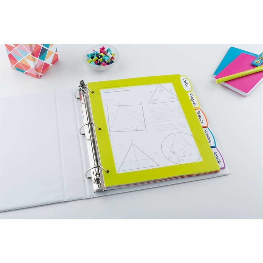 5 x Divider(s) - 5 Write-on Tab(s) - 5 - 5 Tab(s)/Set - 8.5" Divider Width x 11" Divider Length - 3 Hole Punched - Multicolor Plastic Divider - Multicolor Plastic Tab(s) - 1 Set