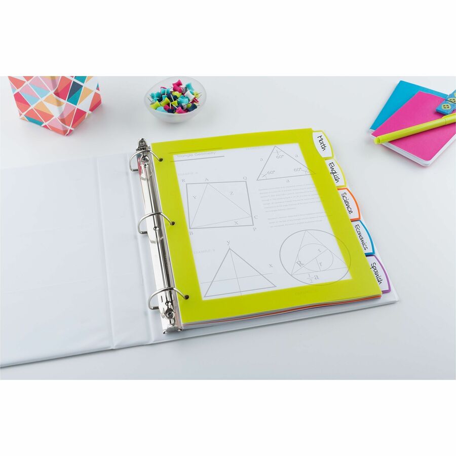 5 x Divider(s) - 5 Write-on Tab(s) - 5 - 5 Tab(s)/Set - 8.5" Divider Width x 11" Divider Length - 3 Hole Punched - Multicolor Plastic Divider - Multicolor Plastic Tab(s) - 1 Set