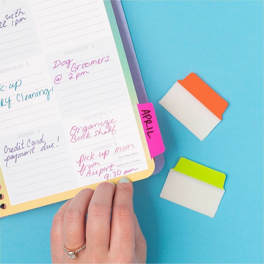 Avery&reg; 2" Multi-use Ultra Tabs - 48 Tab(s) - 1.50" Tab Height x 2" Tab Width - Clear Film, Neon Pink Paper, Neon Green, Neon Orange Tab(s) - 48 / Pack