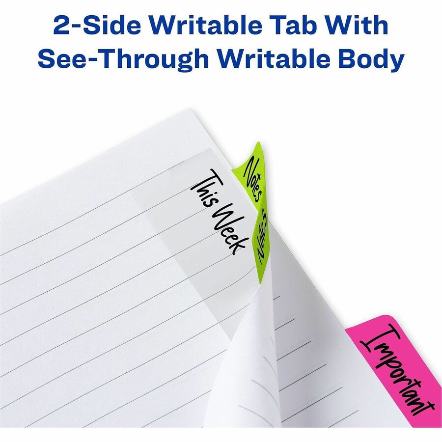 Avery&reg; 2" Multi-use Ultra Tabs - 48 Tab(s) - 1.50" Tab Height x 2" Tab Width - Clear Film, Neon Pink Paper, Neon Green, Neon Orange Tab(s) - 48 / Pack