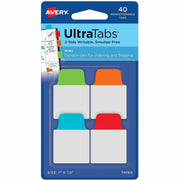 Avery&reg; Ultra Tabs File Tab - 40 Write-on Tab(s) - 1.50" Tab Height x 1" Tab Width - Clear Film, Red Paper, Blue, Orange, Green Tab(s)