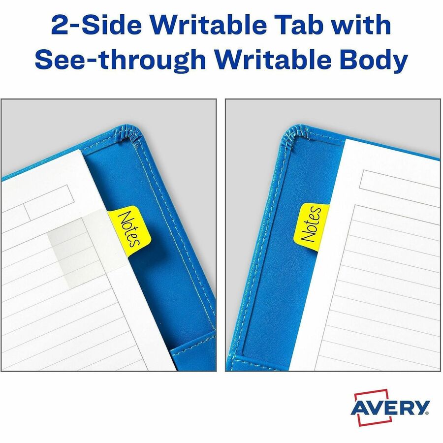 Avery&reg; Mini Ultra Tabs - 80 Tab(s) - 1.50" Tab Height x 1" Tab Width - Clear Film, Neon Pink Paper, Neon Yellow, Neon Green, Neon Orange Tab(s) - 80 / Pack