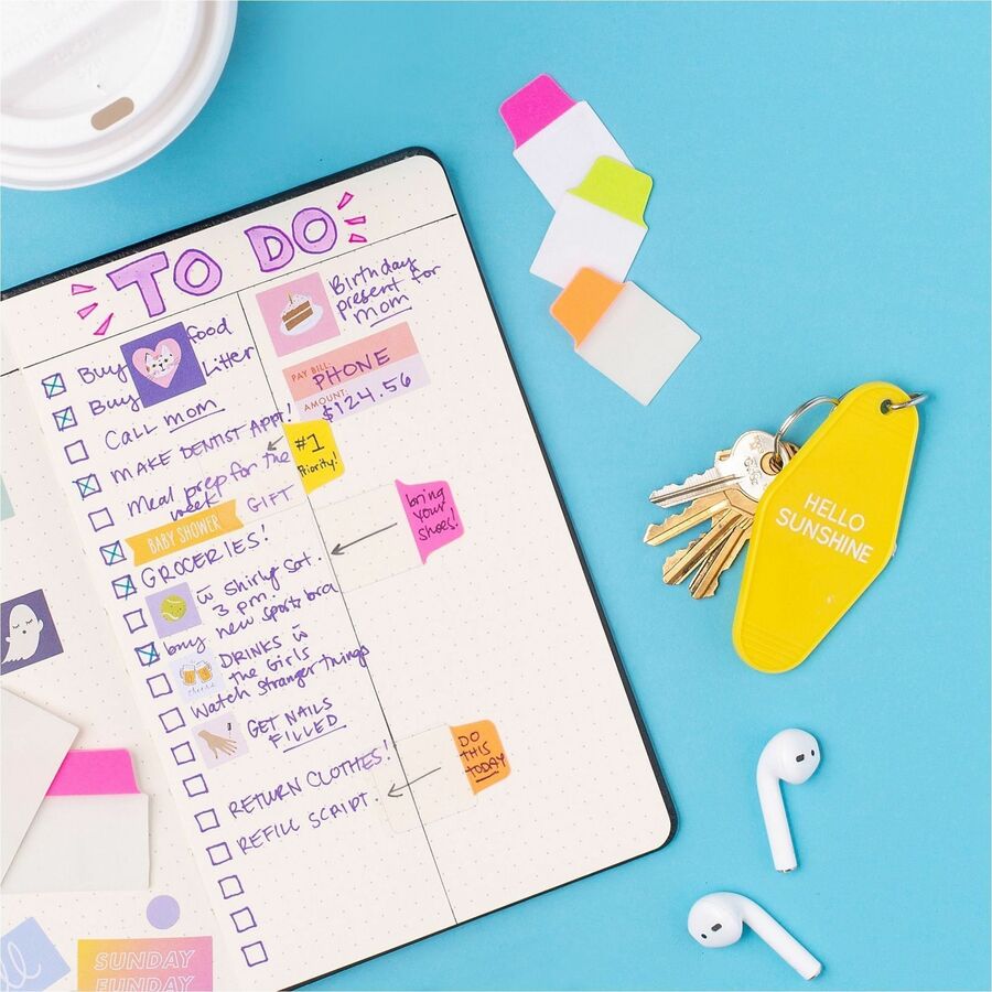 Avery&reg; Mini Ultra Tabs - 80 Tab(s) - 1.50" Tab Height x 1" Tab Width - Clear Film, Neon Pink Paper, Neon Yellow, Neon Green, Neon Orange Tab(s) - 80 / Pack