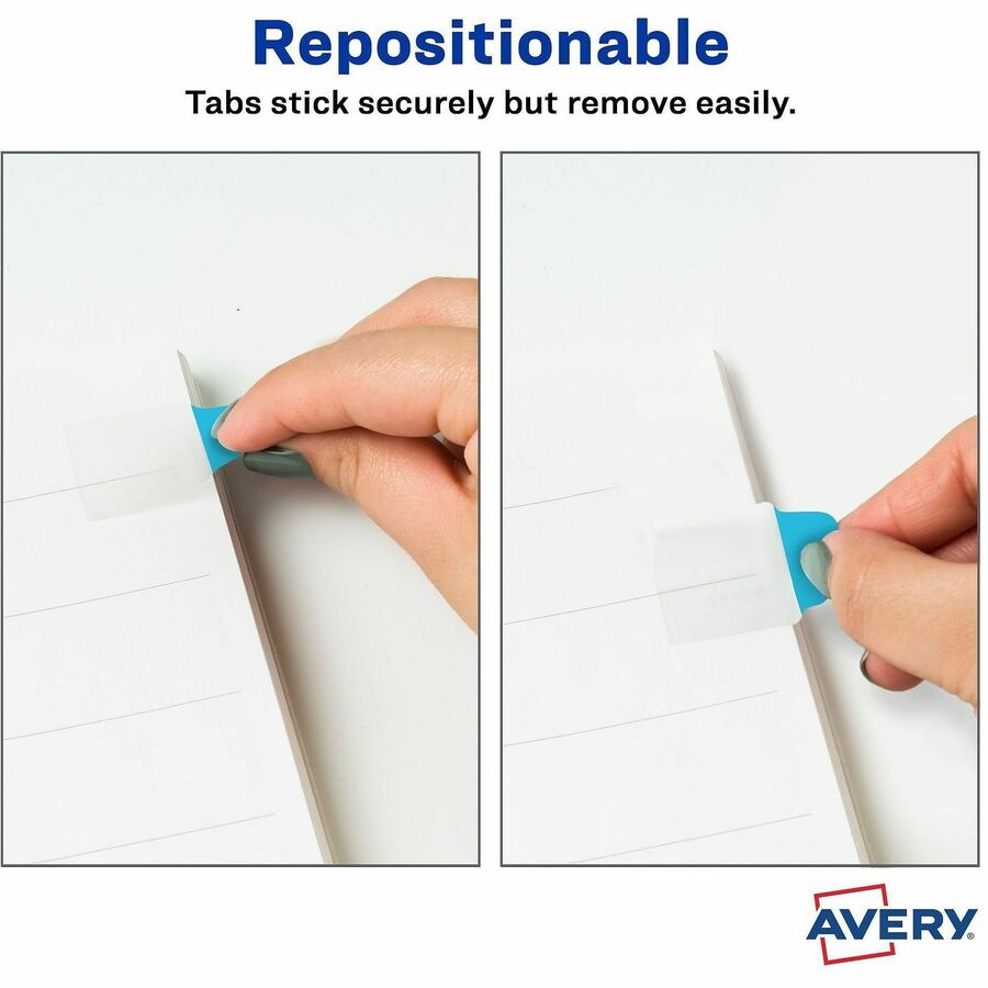 Avery&reg; Mini Ultra Tabs - 80 Tab(s) - 1.50" Tab Height x 1" Tab Width - Red Film, Clear Paper, Blue, Orange, Green Tab(s) - 80 / Pack
