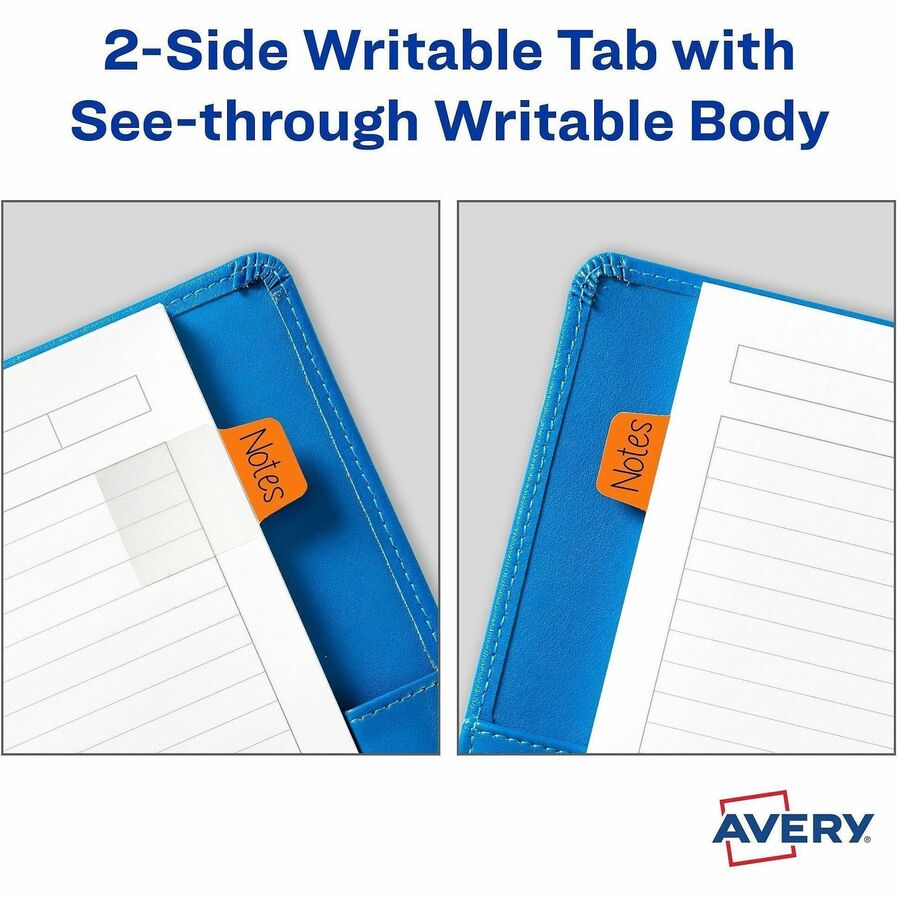 Avery&reg; Mini Ultra Tabs - 80 Tab(s) - 1.50" Tab Height x 1" Tab Width - Red Film, Clear Paper, Blue, Orange, Green Tab(s) - 80 / Pack