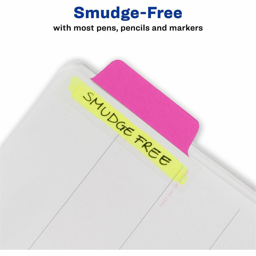 Avery Ultra Tabs File Tab, Assorted Neon Colors, 1" x 2.5", Write-On, Smudge Resistant, Reusable, Repositionable, 24 Tabs per Pack, 72 Packs