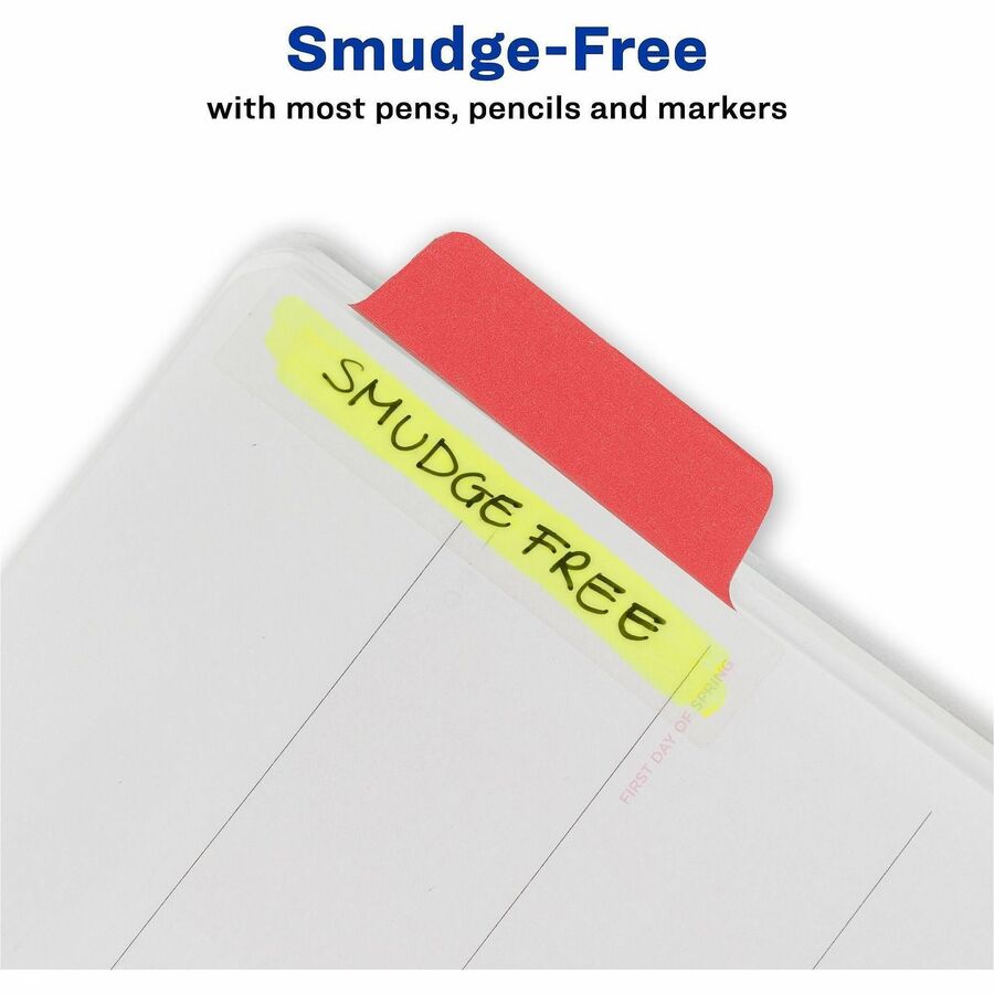 24 Tab(s) - 1" Tab Height x 2.50" Tab Width - Red Film, Clear Paper, Yellow, Green, Blue Tab(s) - 24 / Pack