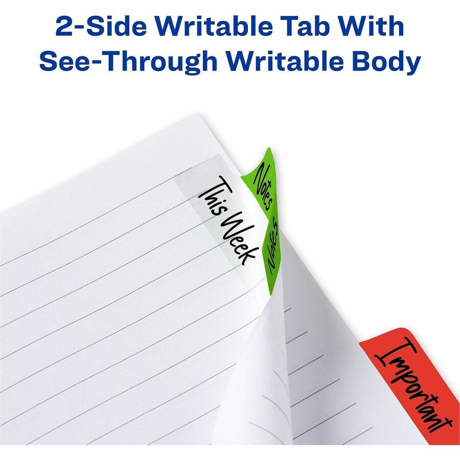 24 Tab(s) - 1" Tab Height x 2.50" Tab Width - Red Film, Clear Paper, Yellow, Green, Blue Tab(s) - 24 / Pack