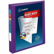 Avery Heavy-Duty View Binder, 1" EZD Locking Rings, 275-Sheet Capacity, 4 Internal Pockets, Letter Size, Polypropylene, Purple, 1 Each