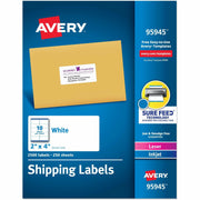 2" Width x 4" Length - Permanent Adhesive - Rectangle - Inkjet, Laser - Matte White - Matte - Paper - Permanent Adhesive, Jam Resistant, Customizable, Peel-off - 10 / Sheet - 10 Total Sheets - 2500 Total Label(s) - 250 / Box