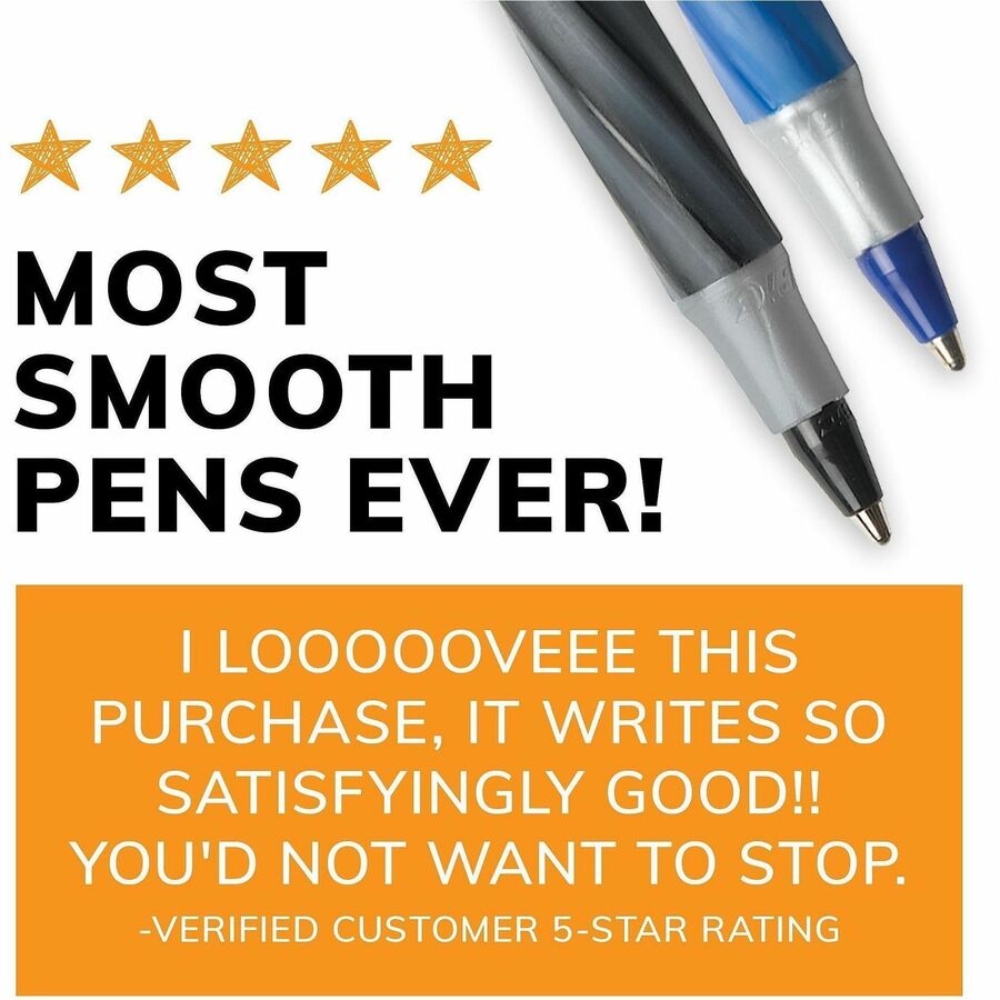 BIC Round Stic Grip Ballpoint Pen - 1.2 mm Medium Pen Point - Blue Ink - Brass Tip - 36 / Box