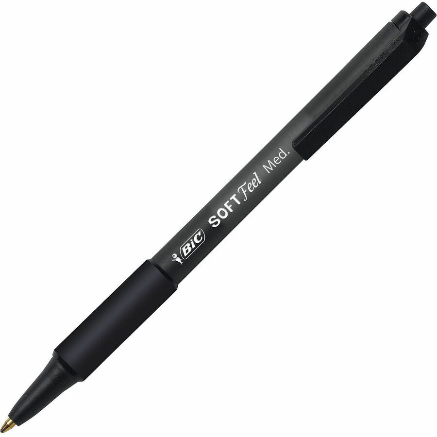 BIC SoftFeel Retractable Ball Pens - 1 mm Medium Pen Point - Retractable - Black Ink - Black Barrel - 36 / Box