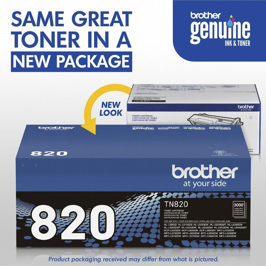 Brother TN820 Original Standard Yield Laser Toner Cartridge - Black - 1 Each