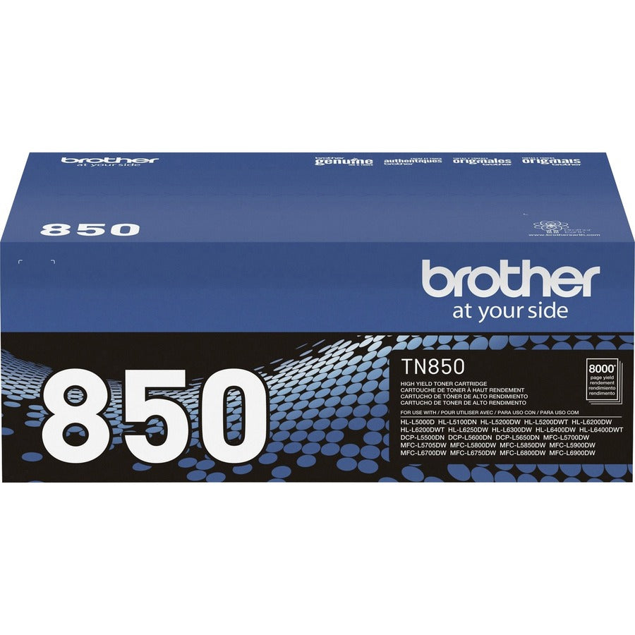 Brother TN850 Original High Yield Laser Toner Cartridge - Black - 1 Each