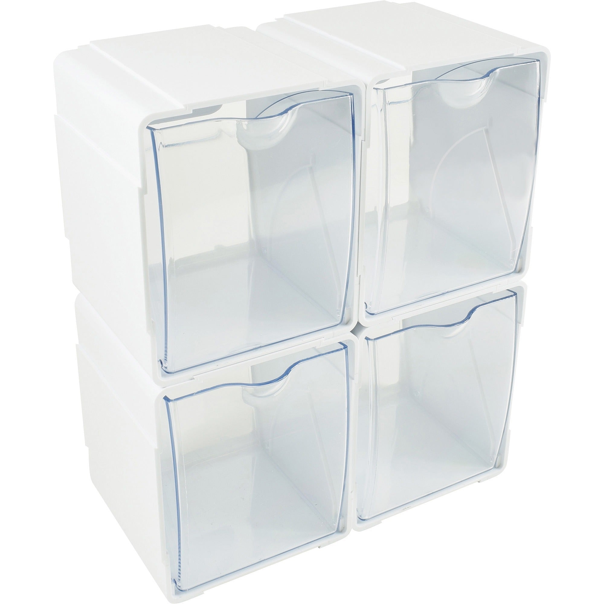 5.50" Height x 5.25" Width x 4.75" Depth - Desktop - Interlockable, Stackable - White - 4 / Box