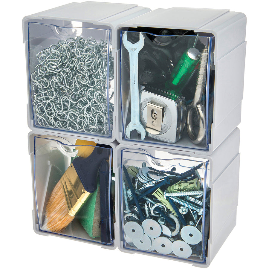 5.50" Height x 5.25" Width x 4.75" Depth - Desktop - Interlockable, Stackable - White - 4 / Box