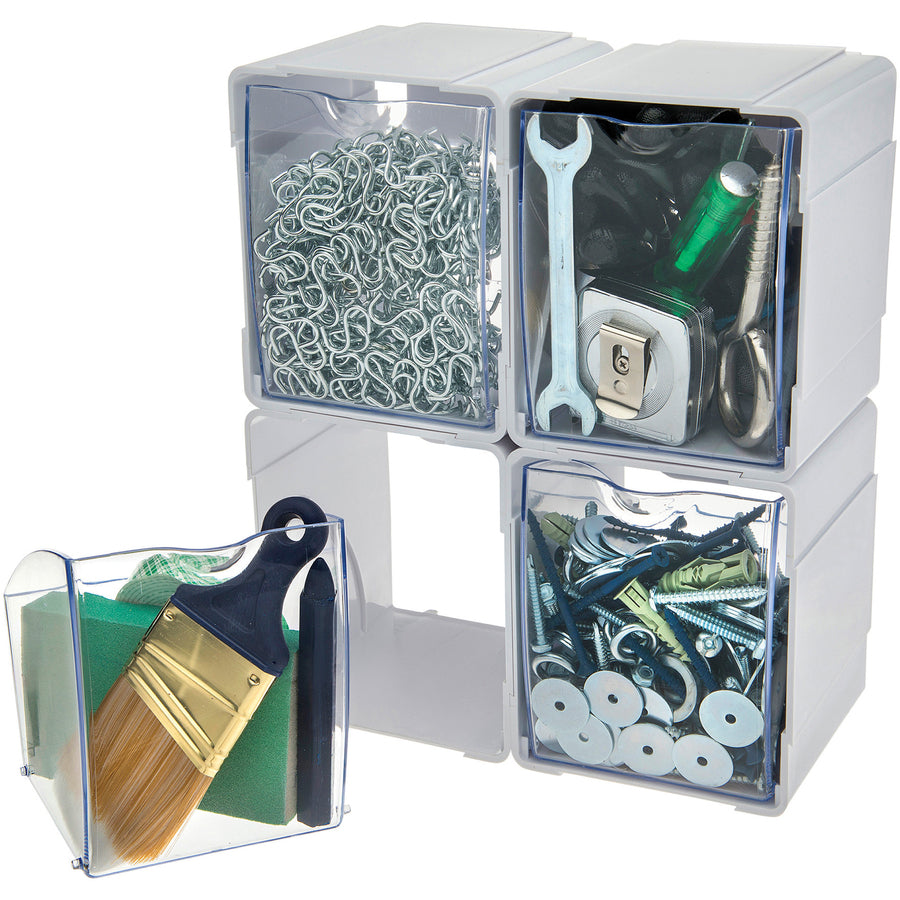 5.50" Height x 5.25" Width x 4.75" Depth - Desktop - Interlockable, Stackable - White - 4 / Box