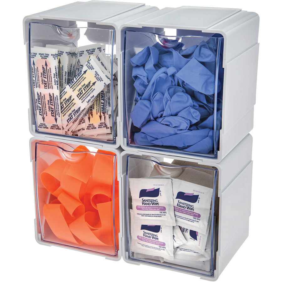 5.50" Height x 5.25" Width x 4.75" Depth - Desktop - Interlockable, Stackable - White - 4 / Box