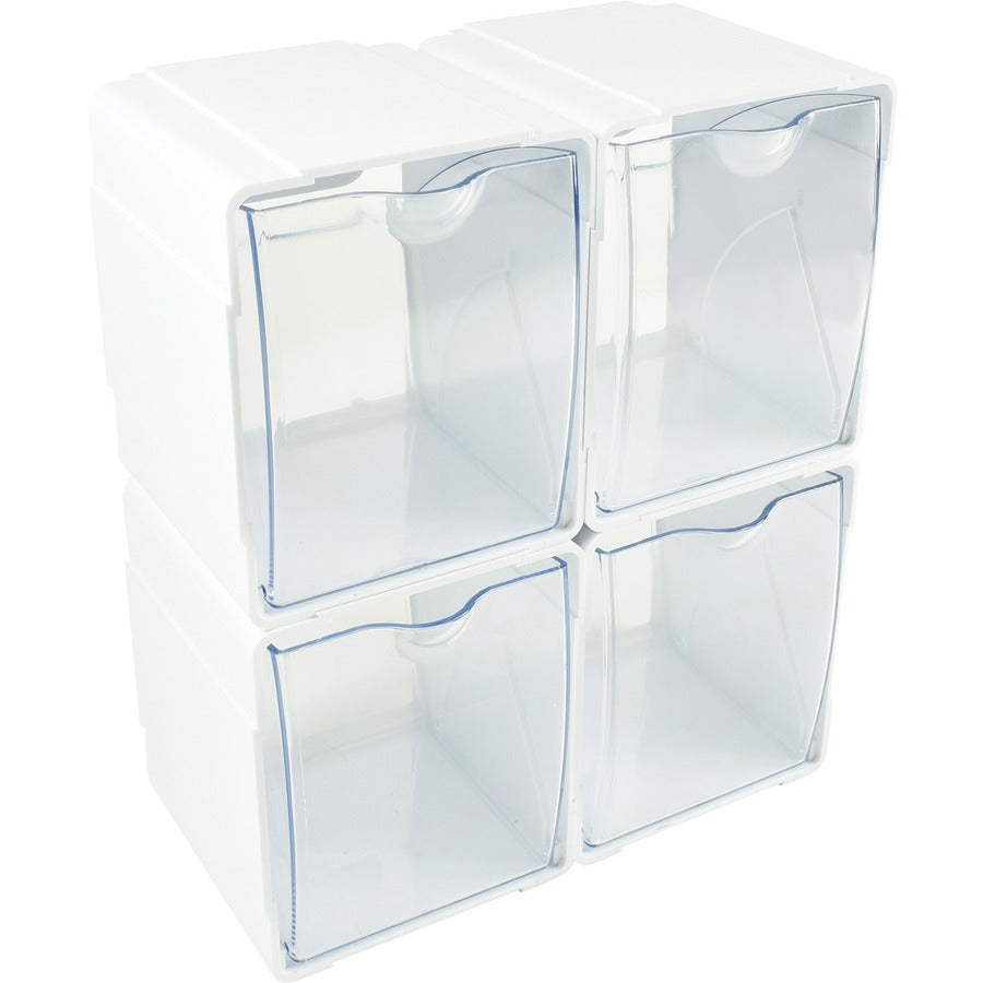 5.50" Height x 5.25" Width x 4.75" Depth - Desktop - Interlockable, Stackable - White - 4 / Box