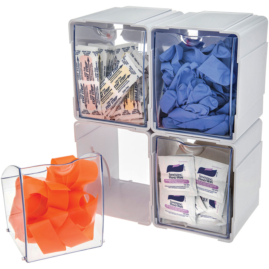 5.50" Height x 5.25" Width x 4.75" Depth - Desktop - Interlockable, Stackable - White - 4 / Box