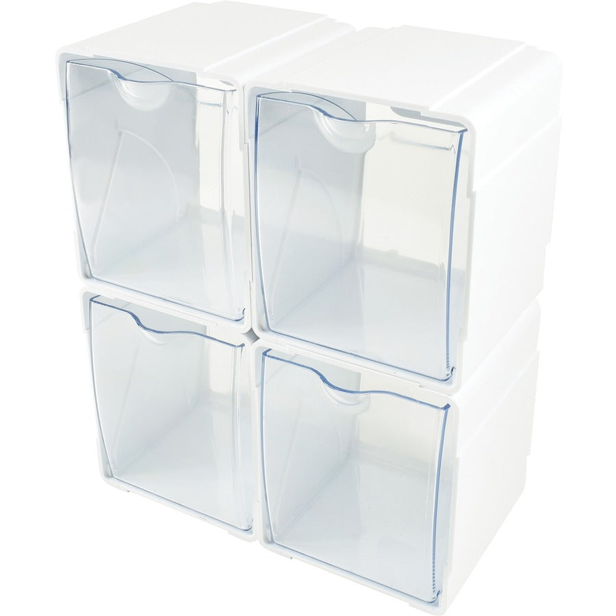5.50" Height x 5.25" Width x 4.75" Depth - Desktop - Interlockable, Stackable - White - 4 / Box