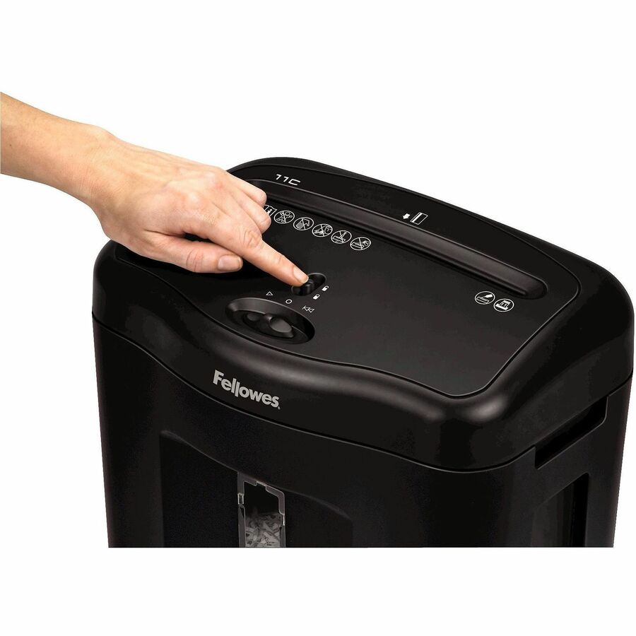 Non-continuous Shredder - Cross Cut - 11 Per Pass - for shredding Paper, Credit Card, Paper Clip, Staples - 0.156" x 1.560" Shred Size - P-4 - 5 Minute Run Time - 30 Minute Cool Down Time - 4.80 gal Wastebin Capacity - Black