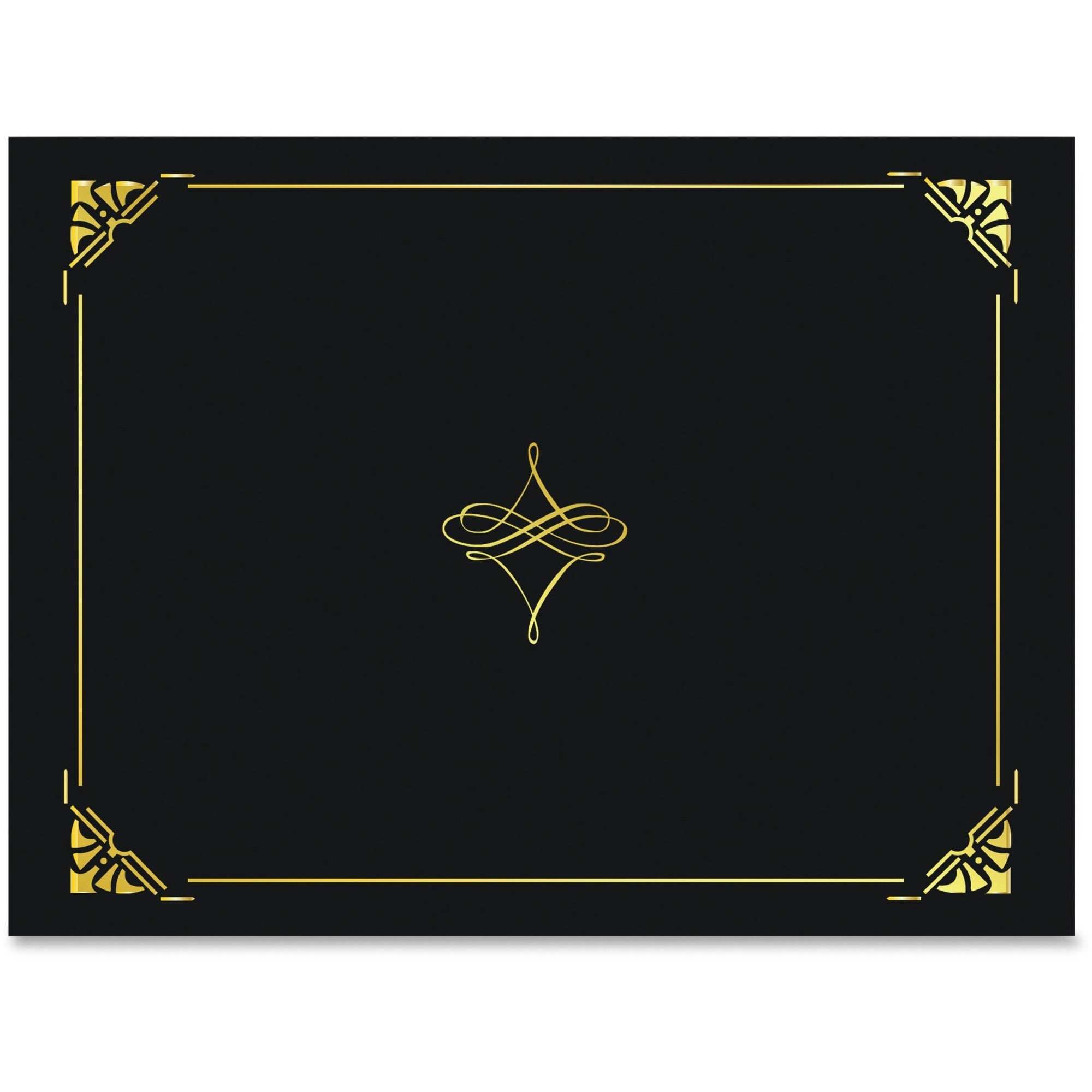 Geographics Letter Recycled Certificate Holder - 8 1/2" x 11" - Black, Gold - Damage Resistant, Die-cut, Sturdy - 30% Recycled - 1 Pack