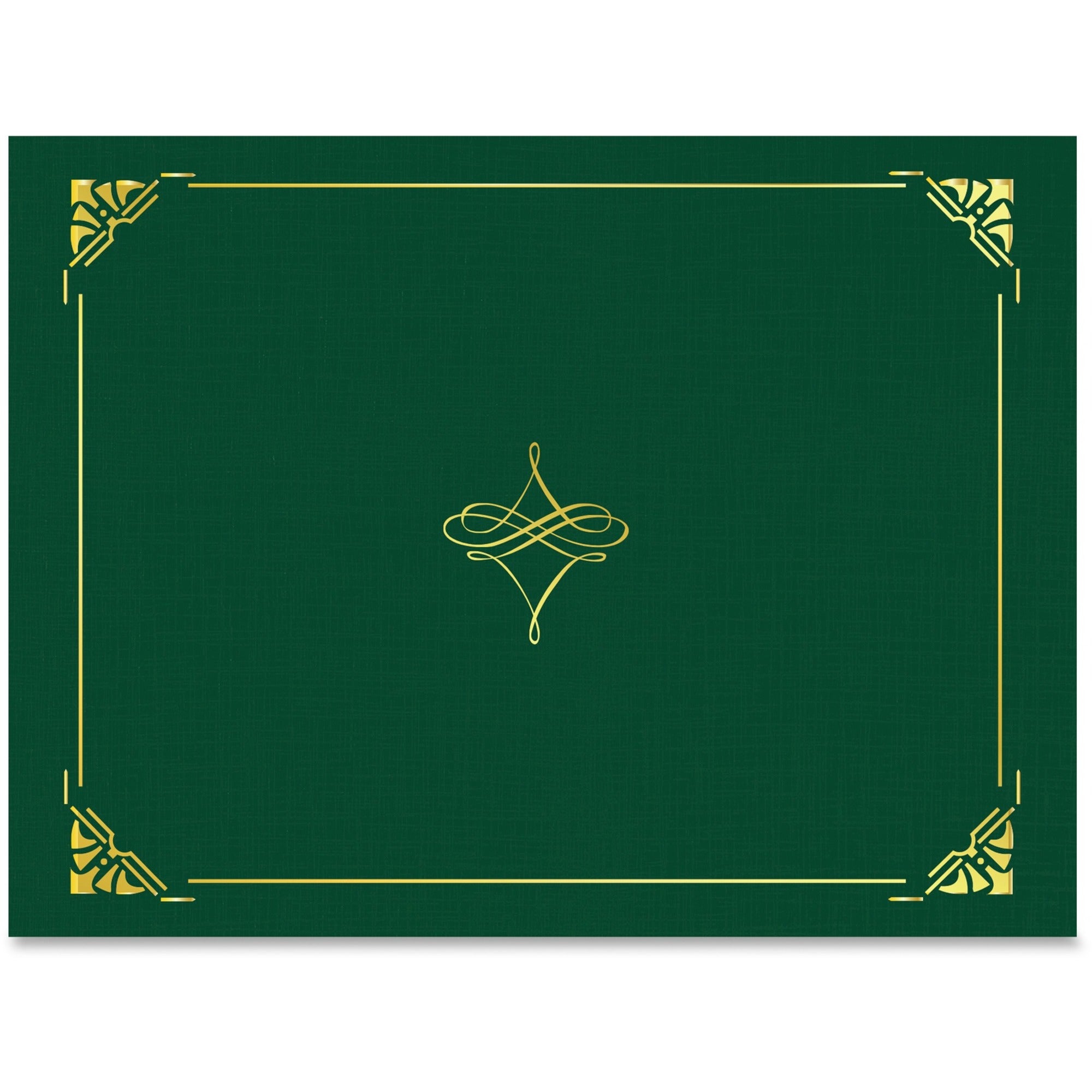 Geographics Letter Recycled Certificate Holder - 8 1/2" x 11" - Hunter Green, Gold - Damage Resistant, Die-cut, Sturdy - 30% Recycled - 1 Pack