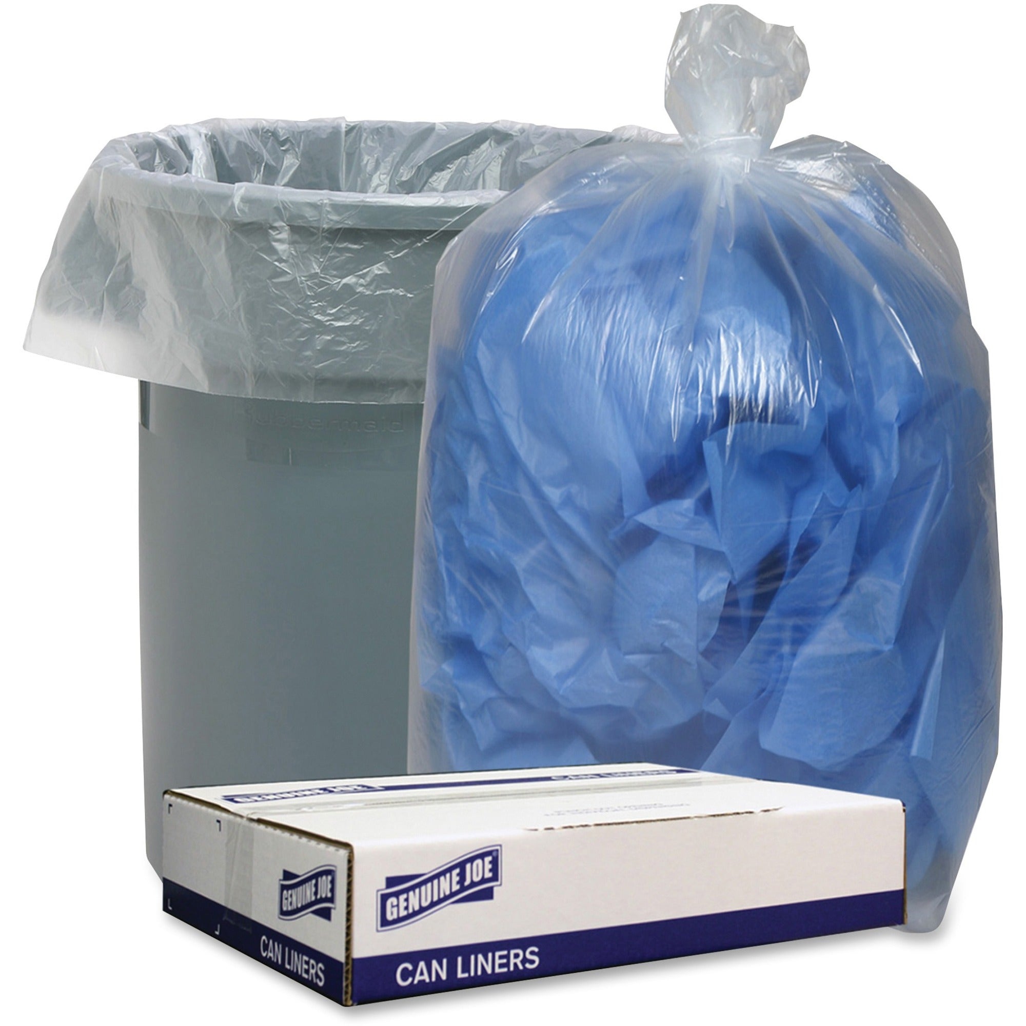 Genuine Joe Low Density Can Liners - 60 gal Capacity - 58" Length x 38" Width x 1.40 mil (36 Micron) Thickness - Low Density - Clear - Recycled - 100 / Carton