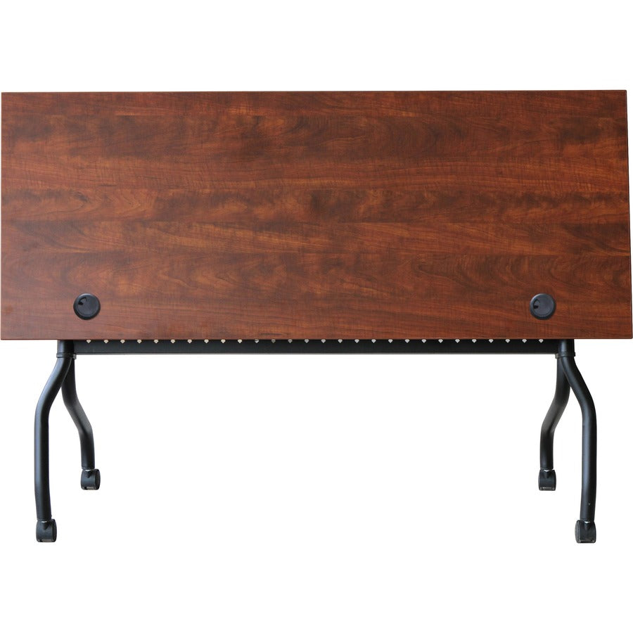 Lorell Flip Top Training Table - Rectangle Top - Four Leg Base - 4 Legs - 60" Table Top Width x 23.60" Table Top Depth - 29.50" Height x 59" Width x 23.63" Depth - Assembly Required - Cherry - Melamine, Nylon - 1 Each
