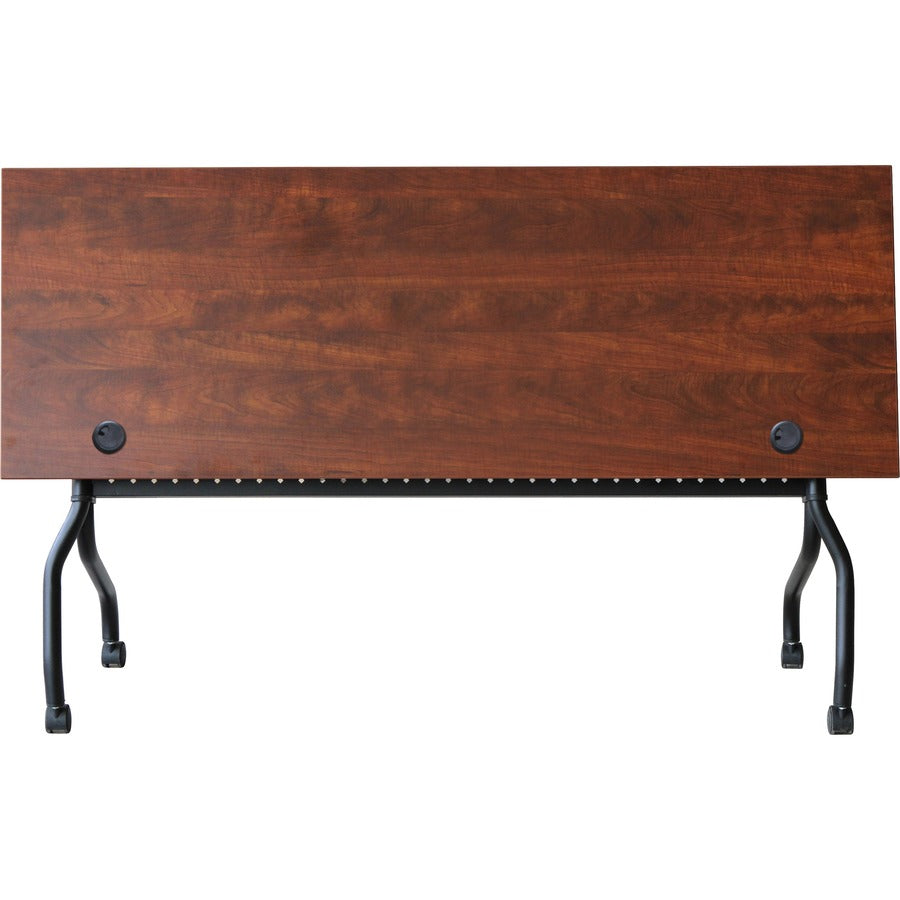 Lorell Flip Top Training Table - Rectangle Top - Four Leg Base - 4 Legs - 72" Table Top Width x 23.60" Table Top Depth - 29.50" Height x 28.70" Width x 23.63" Depth - Assembly Required - Cherry - Melamine, Nylon - 1 Each