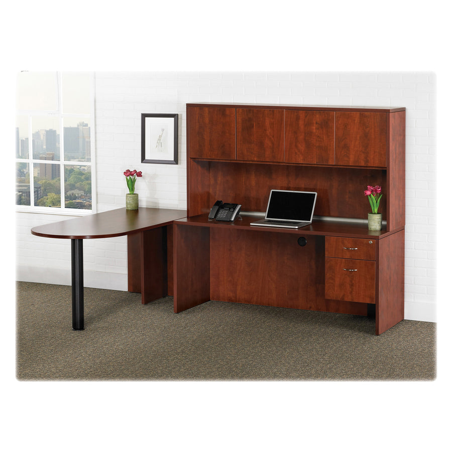Lorell Essentials Series Front Reception Desk - x 1" Thickness Top, 42.5" Height x 72" Width x 36" Depth Desk - Finish: Mahogany Laminate - Durable - For Office - 1 Each