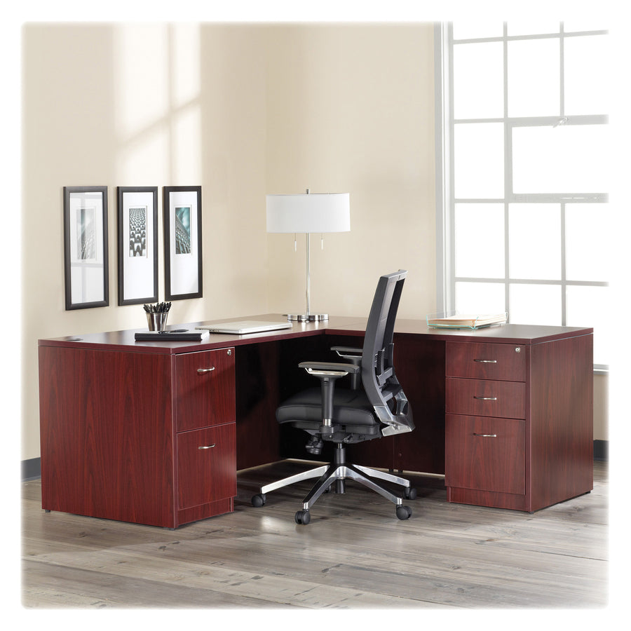 Lorell Essentials Series Front Reception Desk - x 1" Thickness Top, 42.5" Height x 72" Width x 36" Depth Desk - Finish: Mahogany Laminate - Durable - For Office - 1 Each