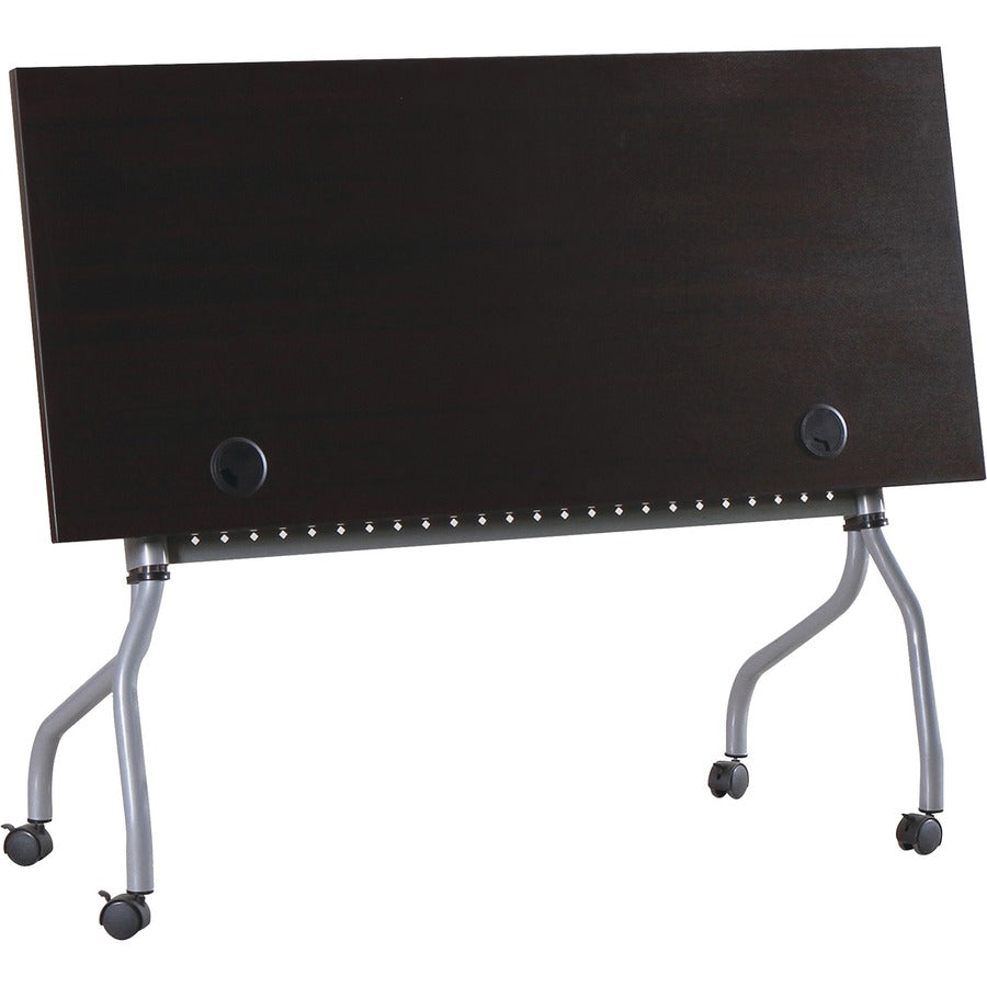 Lorell Flip Top Training Table - Rectangle Top - Four Leg Base - 4 Legs - 48" Table Top Width x 23.50" Table Top Depth - 29.50" Height x 47.25" Width x 23.63" Depth - Assembly Required - Espresso, Silver - Melamine, Nylon - 1 Each