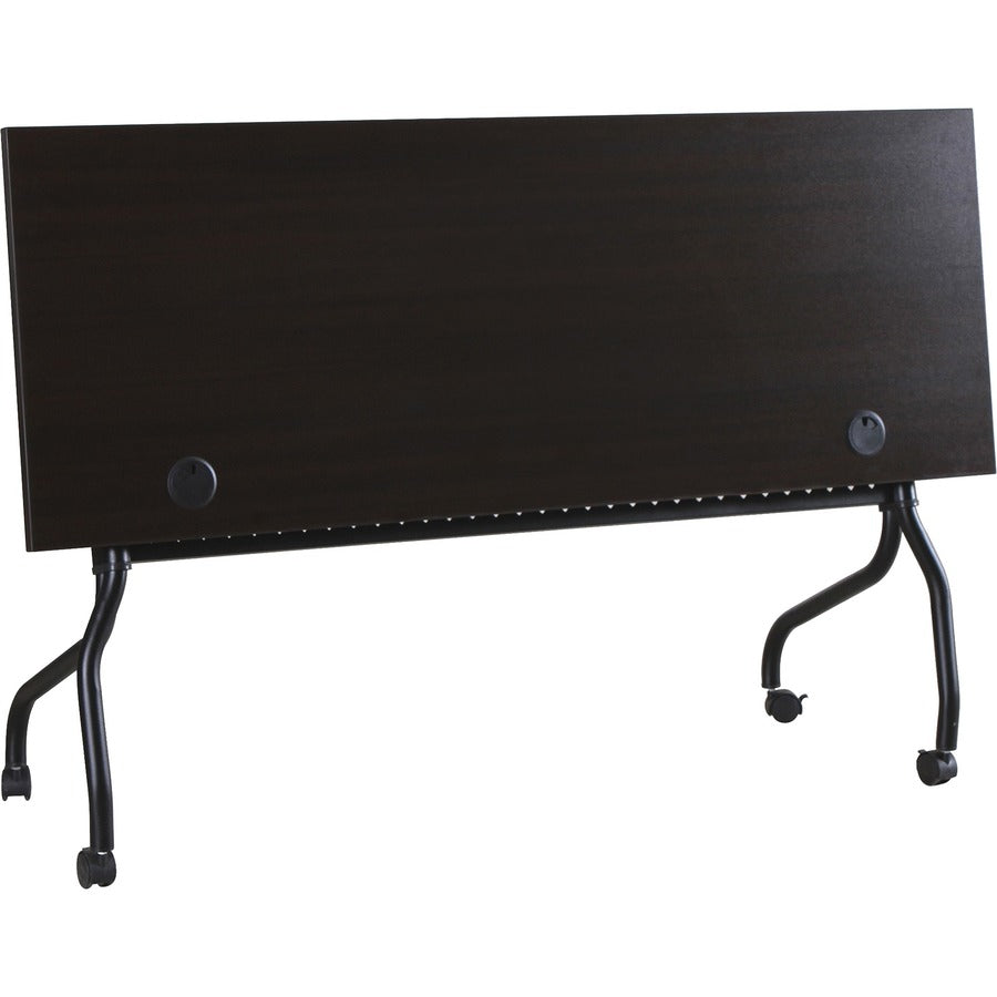 Lorell Flip Top Training Table - Rectangle Top - Four Leg Base - 4 Legs - 72" Table Top Width x 23.50" Table Top Depth - 29.50" Height x 70.88" Width x 23.63" Depth - Assembly Required - Espresso, Black - Melamine, Nylon - 1 Each