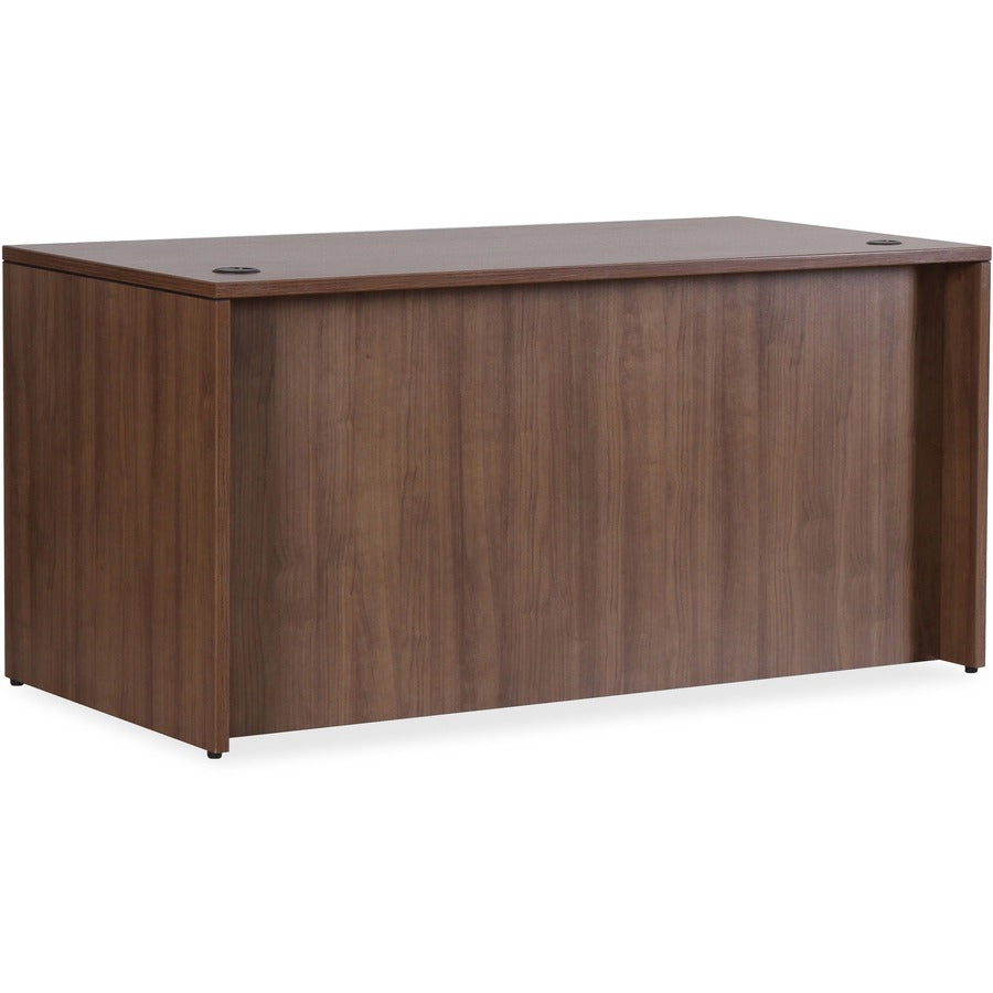 Lorell Essentials Series Rectangular Desk Shell, Walnut Laminate, 29.5"H x 70.9"W x 35.4"D, 1 Each