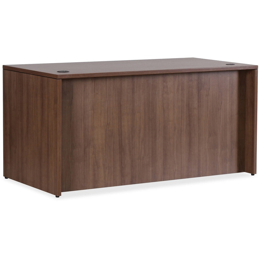 Lorell Essentials Series Rectangular Desk Shell - x 1" Thickness Top, 29.5" Height x 59" Width x 29.5" Depth Desk - Finish: Walnut Laminate - Lockable, Grommet, Modesty Panel, Adjustable Feet - For Office - 1 Each