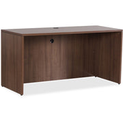 Lorell Essentials Series Credenza Shell, Walnut Finish, 29.5"H x 59"W x 23.6"D, 1" Thick Top, Metal Drawer Pulls, Laminate Table Top, Adjustable Feet, Cord Management, 1 Each