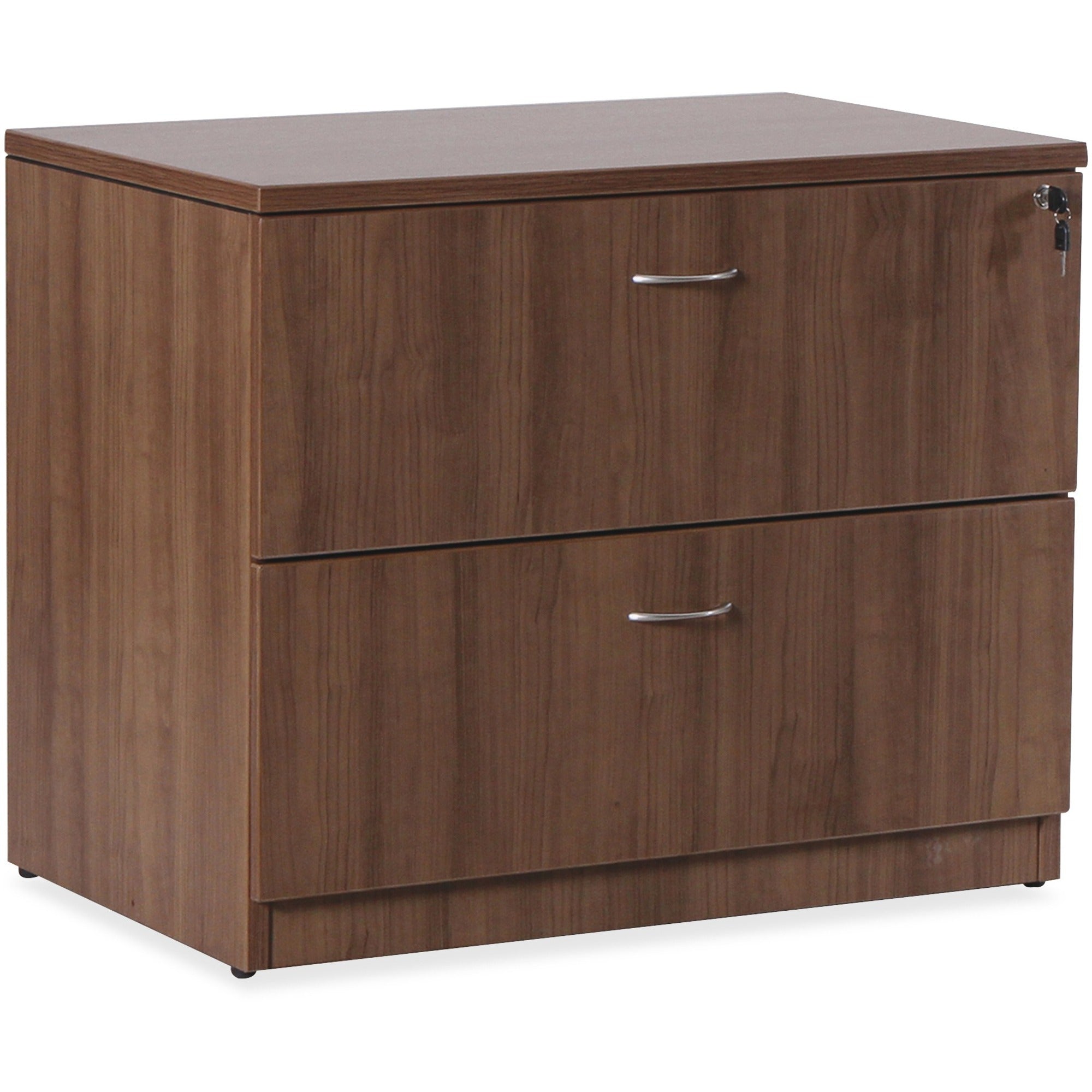Lorell Essentials Series Lateral File, 2 Drawers, Walnut Laminate, 29.5"H x 35.5"W x 22"D, 1 Each