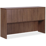 Lorell Essentials Series Stack-on Hutch with Doors - 36" Height x 66.1" Width x 14.8" Depth Hutch - 4 Door(s) - Material: Wood - Finish: Laminate, Walnut - Grommet, Cord Management, Durable - 1 Each