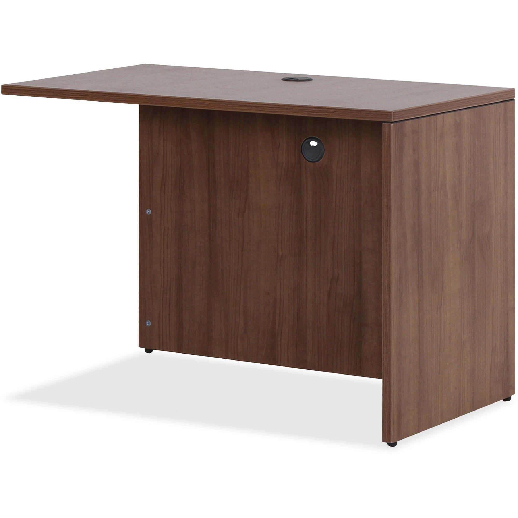 Lorell Essentials Series Return Shell - 29.5" Height x 47.3" Width x 23.6" Depth Return, x 1" Thickness Top - Finish: Laminate, Walnut - Grommet, Cord Management, Durable, Adjustable Feet, Modesty Panel - 1 Each