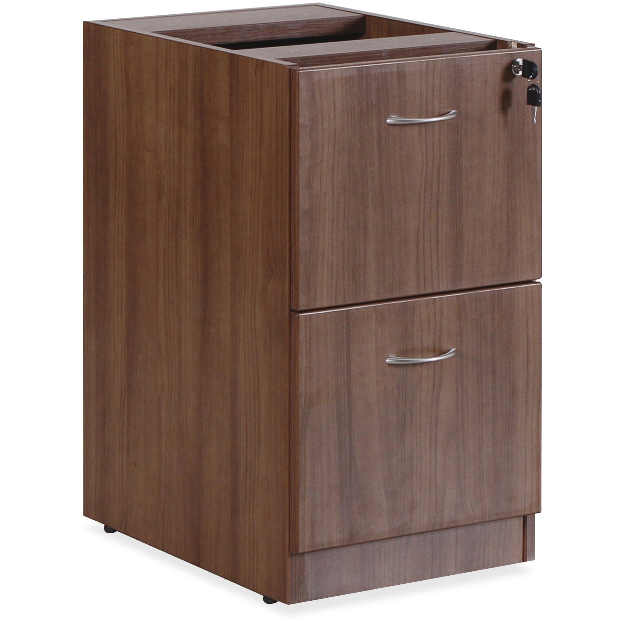 Lorell Essentials Series File/File Fixed File Cabinet, 2 Drawers, Laminate Walnut Finish, 28.5"H x 15.5"W x 21.9"D, Includes Hangrails and Fasteners, 1 Each