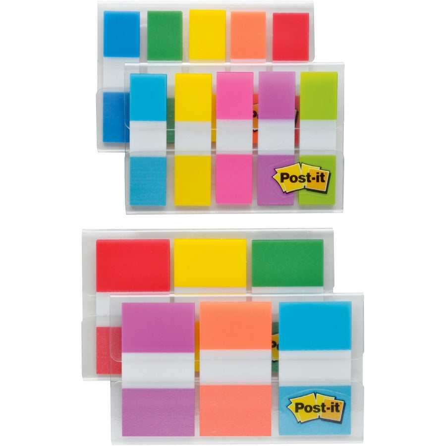 320 x Assorted - 1/2" Flag/Note Width, 1" Flag/Note Width - Blue, Green, Yellow, Orange, Red, Pink, Purple - Self-adhesive, Repositionable - Dispenser Included - 320 / Pack