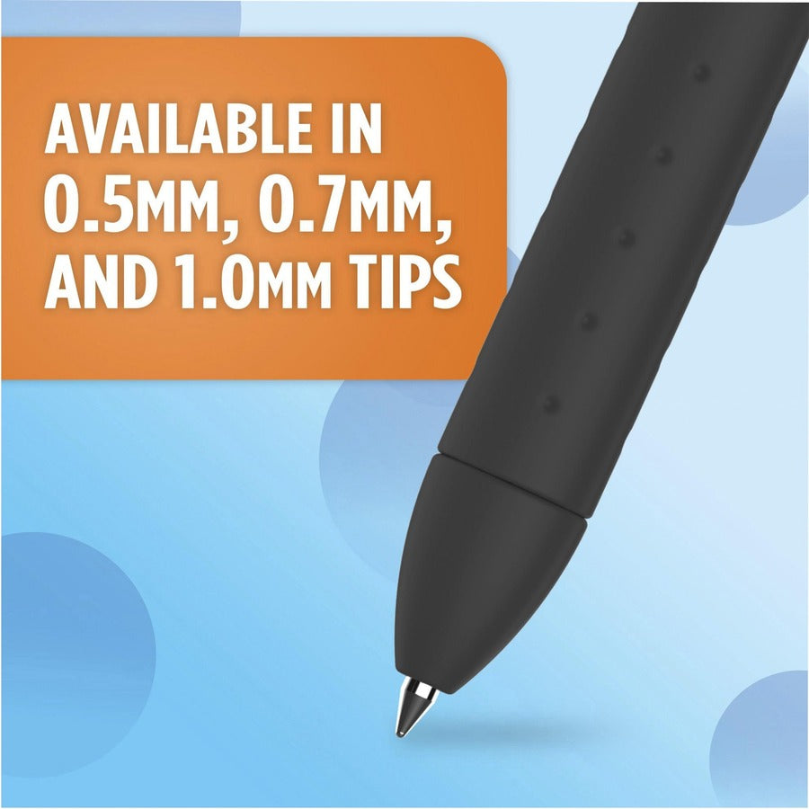 Paper Mate InkJoy Gel Pen - 0.7 mm Pen Point - Retractable - Black Ink - Gel-based - Black Barrel - 1 Dozen