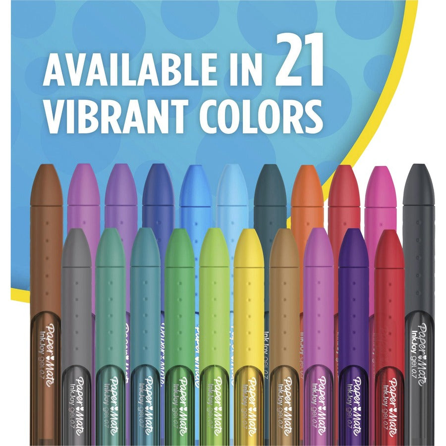 Paper Mate InkJoy Gel Pen - 0.7 mm Pen Point - Retractable - Blue Ink - Gel-based - Blue Barrel - 1 Dozen