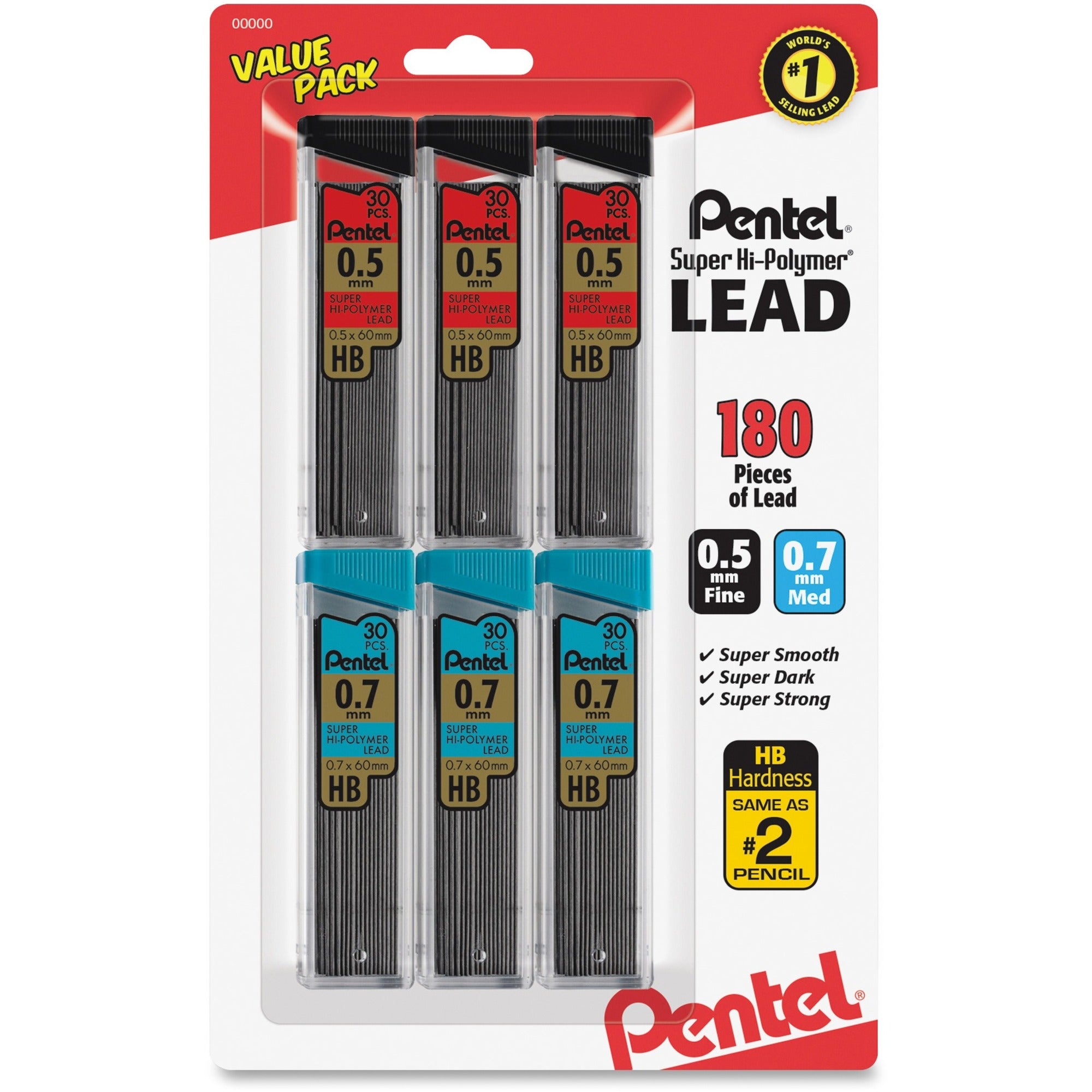 0.5 mm, 0.7 mm - #2 - Black Lead - Break Resistant - 30/Tube - 1 Pack