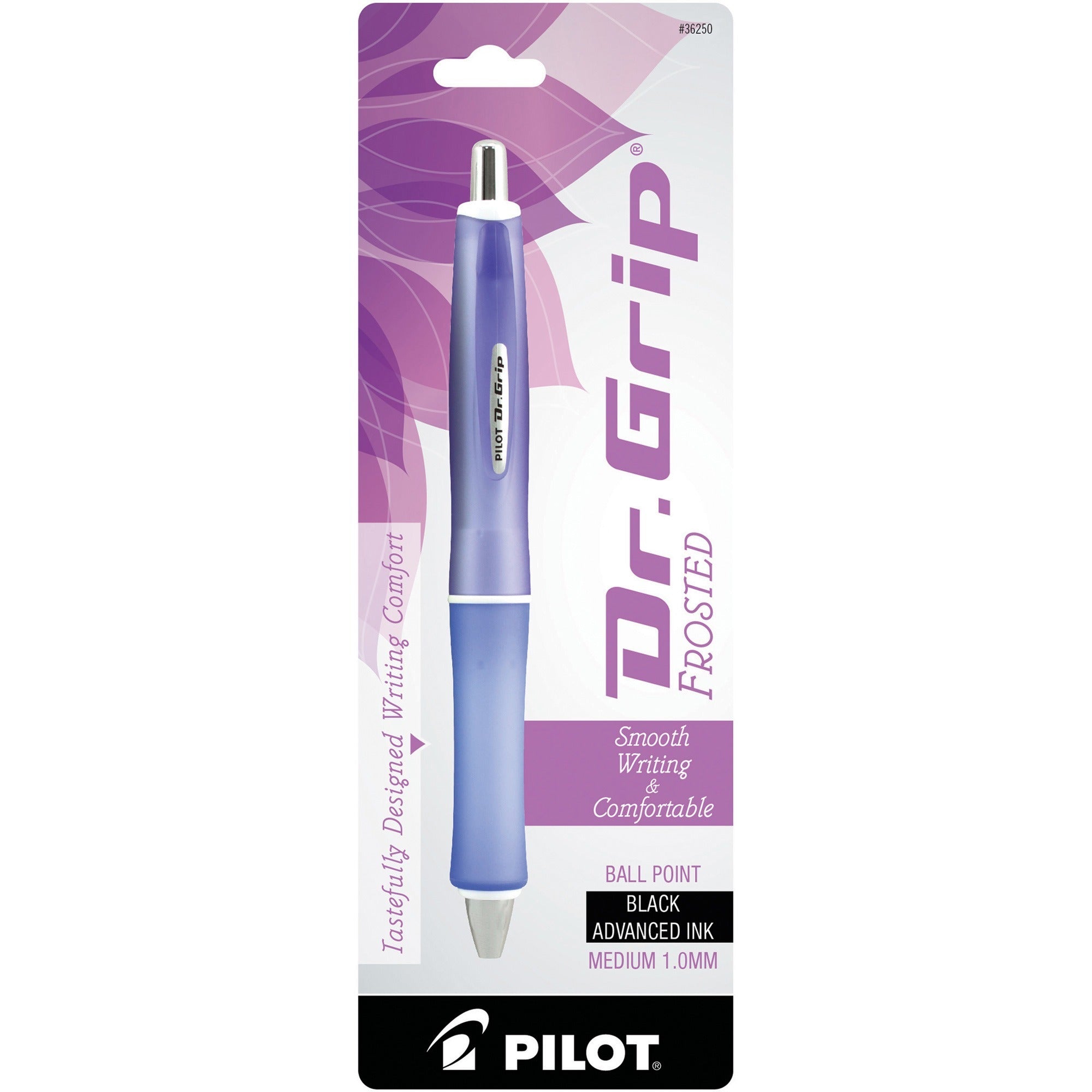 1 mm Pen Point - Retractable - Black Ink - Frosted Purple Barrel - 1 Pack