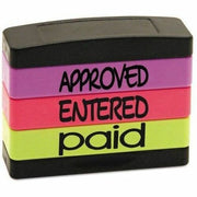 Message Stamp - APPROVED, ENTERED, PAID - 1.81" Impression Width x 0.63" Impression Length - Assorted - 1 Each